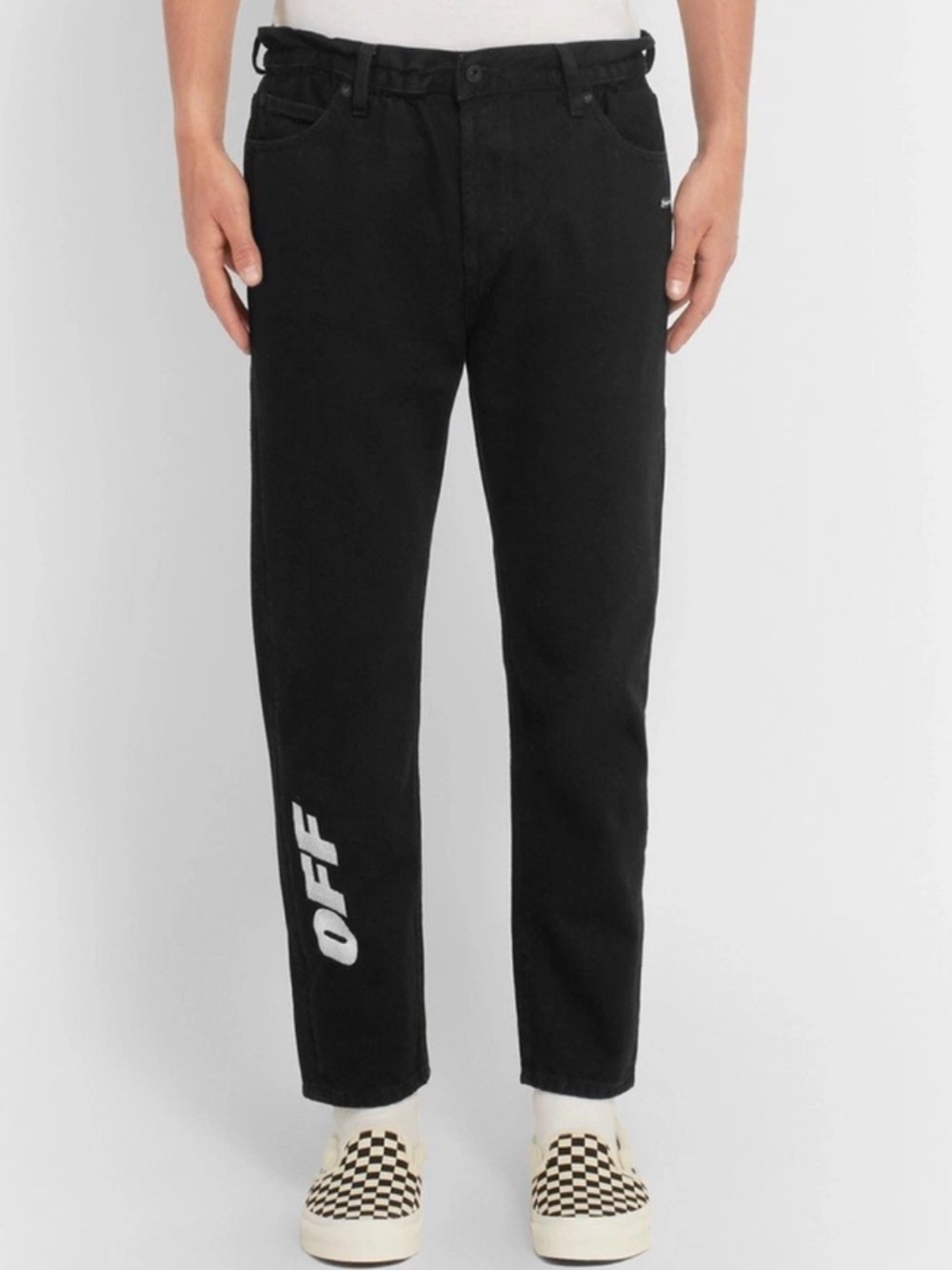 Off-White Men’s Black Slim Straight Jeans with White Logo